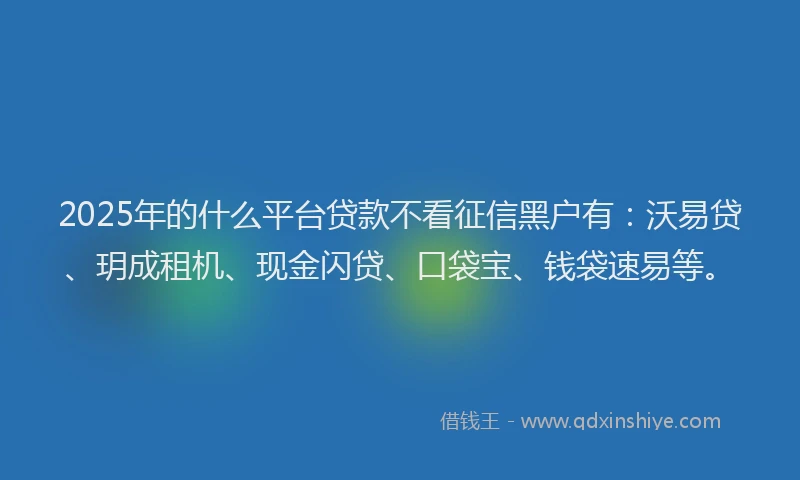 2025年的什么平台贷款不看征信黑户有：沃易贷、玥成租机、现金闪贷、口袋宝、钱袋速易等。