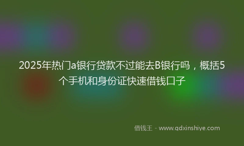 2025年热门a银行贷款不过能去B银行吗，概括5个手机和身份证快速借钱口子