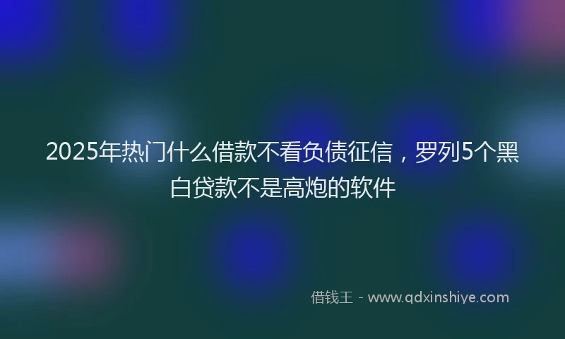 2025年热门什么借款不看负债征信，罗列5个黑白贷款不是高炮的软件