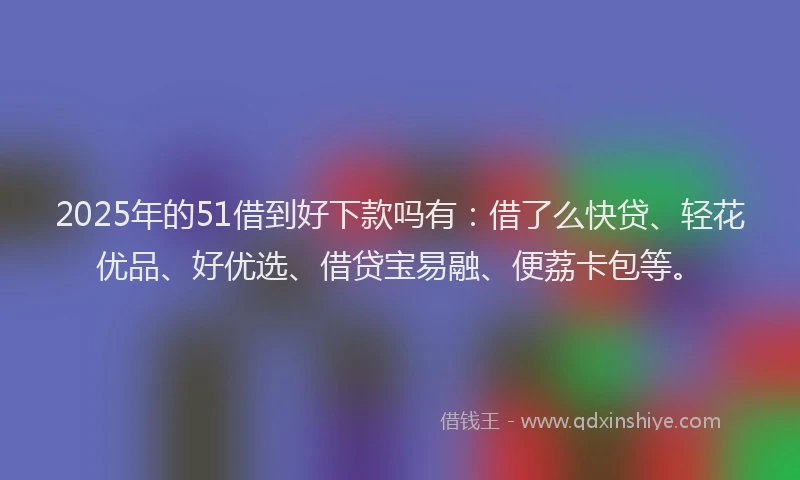 2025年的51借到好下款吗有：借了么快贷、轻花优品、好优选、借贷宝易融、便荔卡包等。