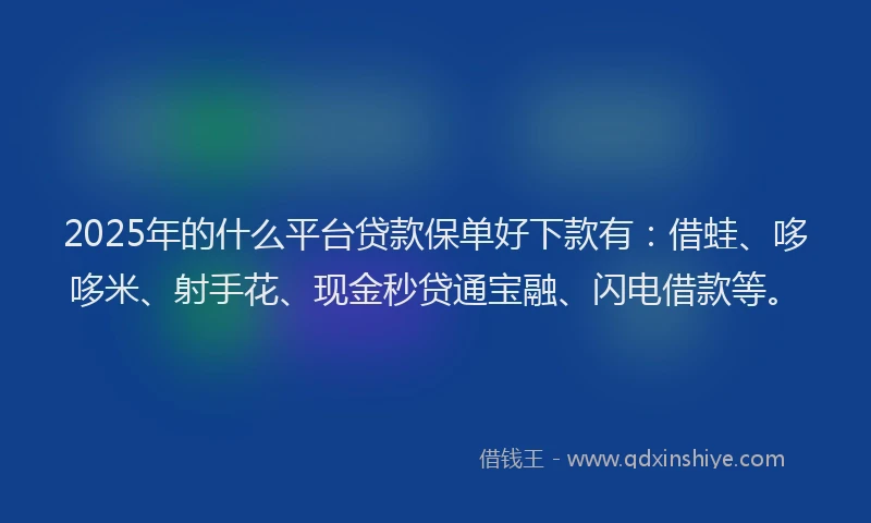 2025年的什么平台贷款保单好下款有：借蛙、哆哆米、射手花、现金秒贷通宝融、闪电借款等。