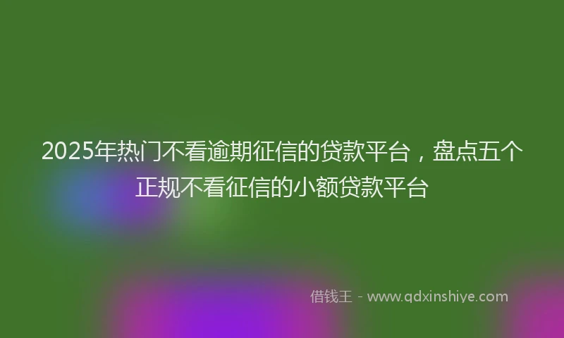 2025年热门不看逾期征信的贷款平台，盘点五个正规不看征信的小额贷款平台