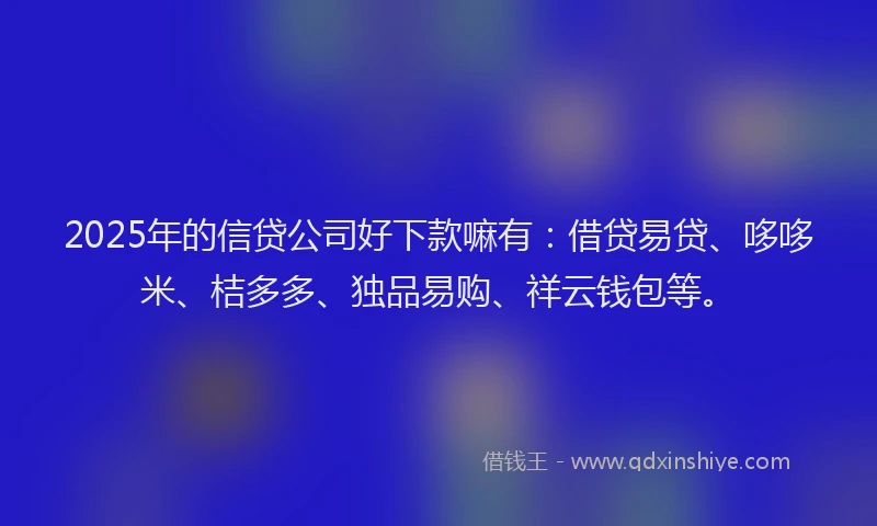 2025年的信贷公司好下款嘛有：借贷易贷、哆哆米、桔多多、独品易购、祥云钱包等。