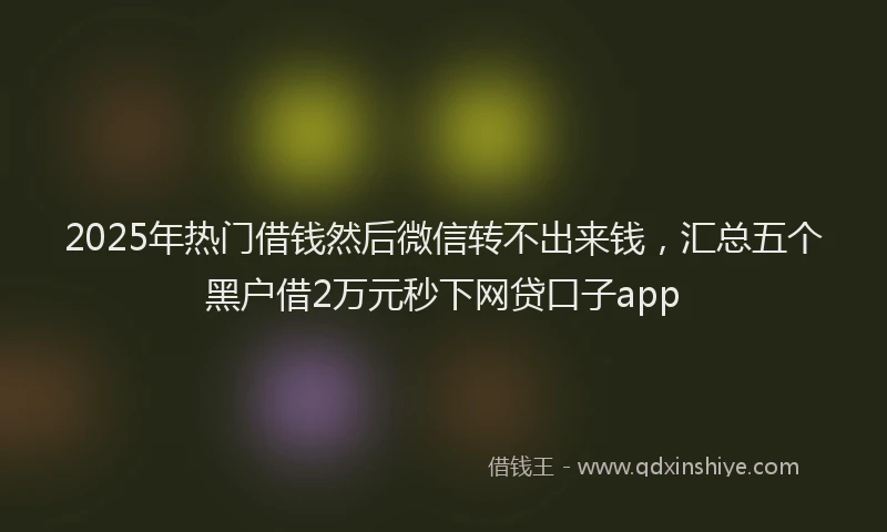 2025年热门借钱然后微信转不出来钱，汇总五个黑户借2万元秒下网贷口子app