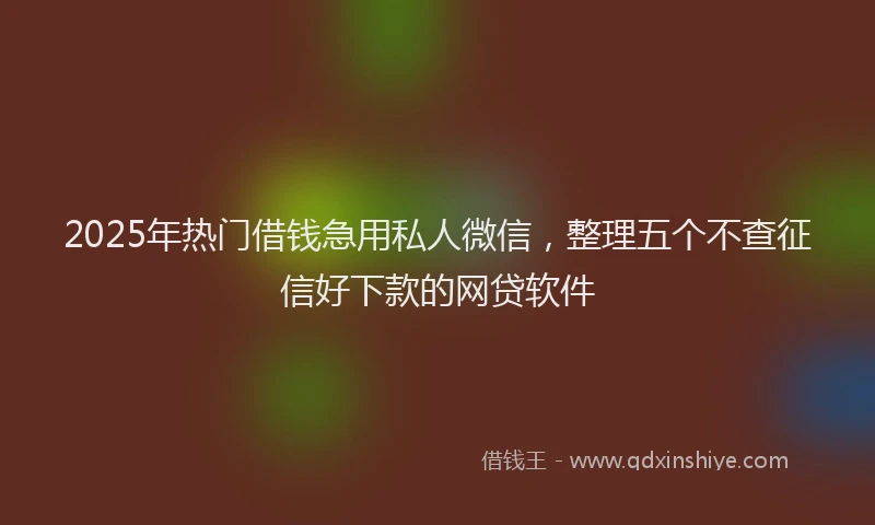 2025年热门借钱急用私人微信，整理五个不查征信好下款的网贷软件