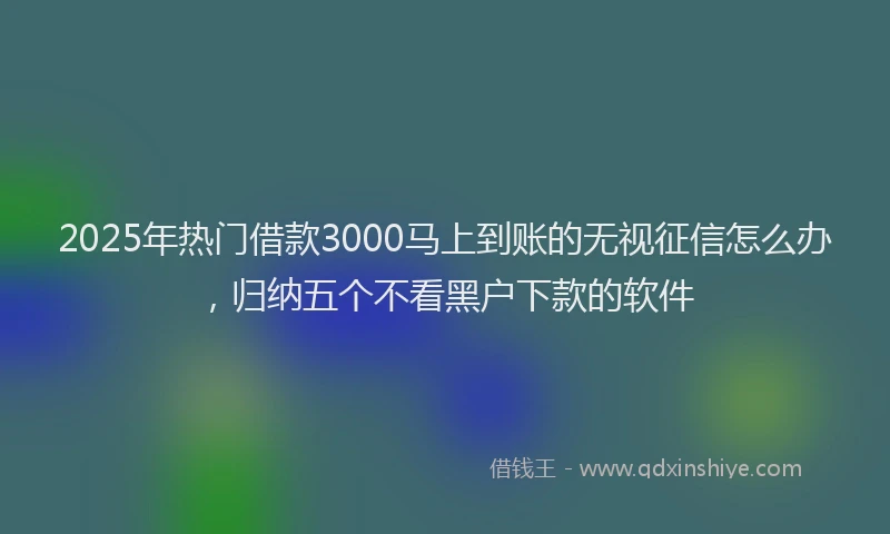 2025年热门借款3000马上到账的无视征信怎么办，归纳五个不看黑户下款的软件