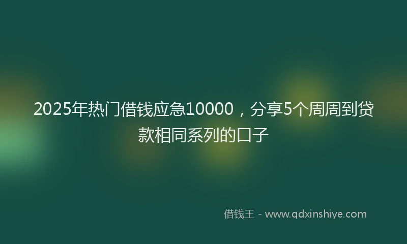 2025年热门借钱应急10000，分享5个周周到贷款相同系列的口子