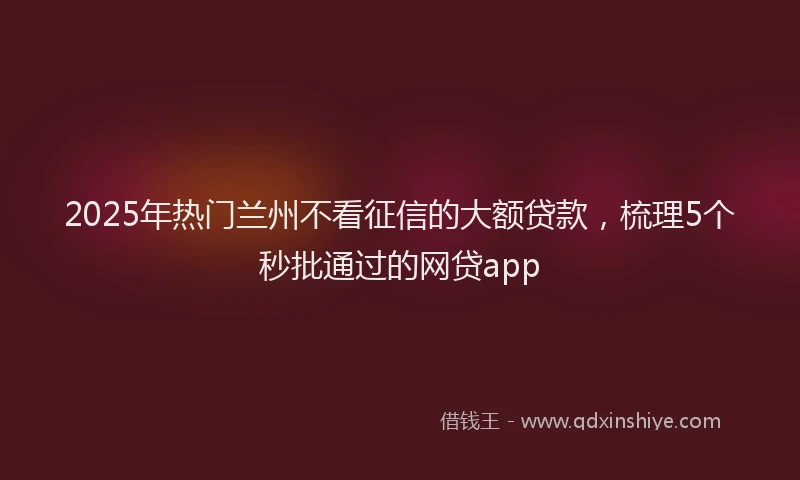 2025年热门兰州不看征信的大额贷款，梳理5个秒批通过的网贷app
