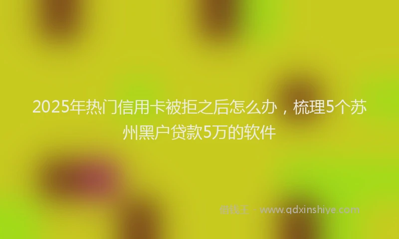 2025年热门信用卡被拒之后怎么办，梳理5个苏州黑户贷款5万的软件