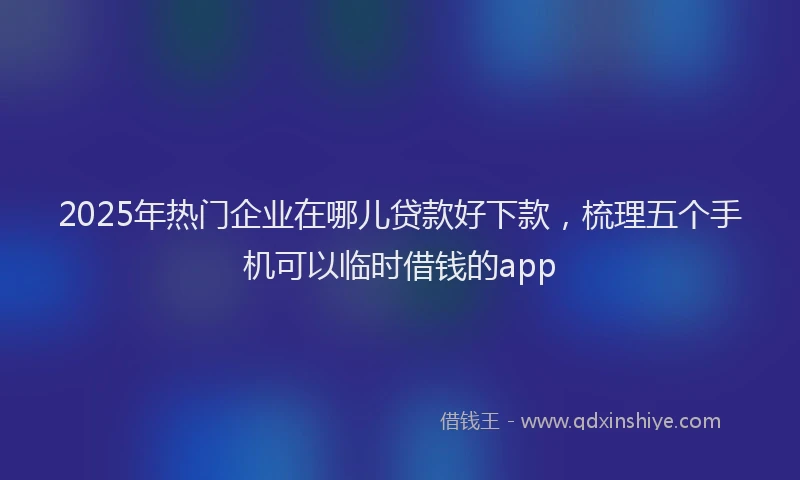 2025年热门企业在哪儿贷款好下款，梳理五个手机可以临时借钱的app