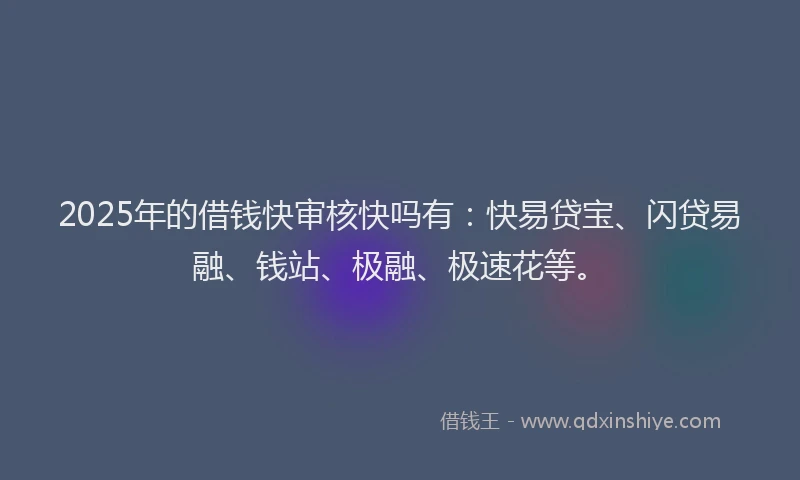 2025年的借钱快审核快吗有：快易贷宝、闪贷易融、钱站、极融、极速花等。