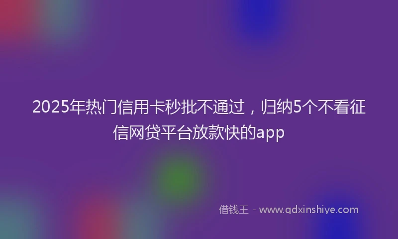 2025年热门信用卡秒批不通过，归纳5个不看征信网贷平台放款快的app