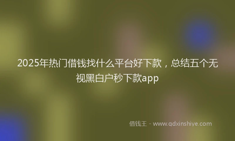 2025年热门借钱找什么平台好下款，总结五个无视黑白户秒下款app