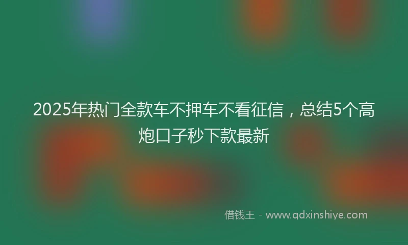 2025年热门全款车不押车不看征信，总结5个高炮口子秒下款最新