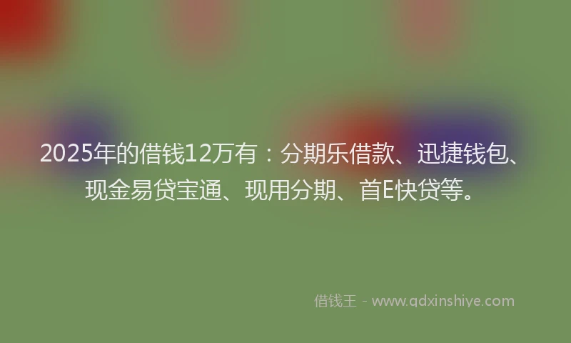 2025年的借钱12万有：分期乐借款、迅捷钱包、现金易贷宝通、现用分期、首E快贷等。