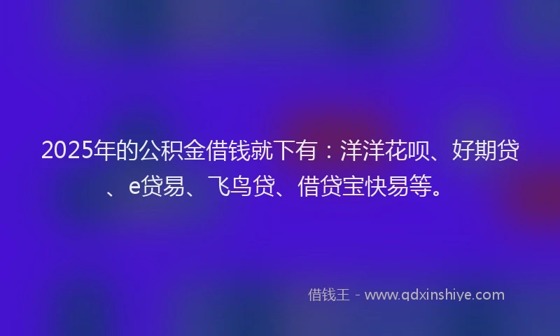 2025年的公积金借钱就下有：洋洋花呗、好期贷、e贷易、飞鸟贷、借贷宝快易等。