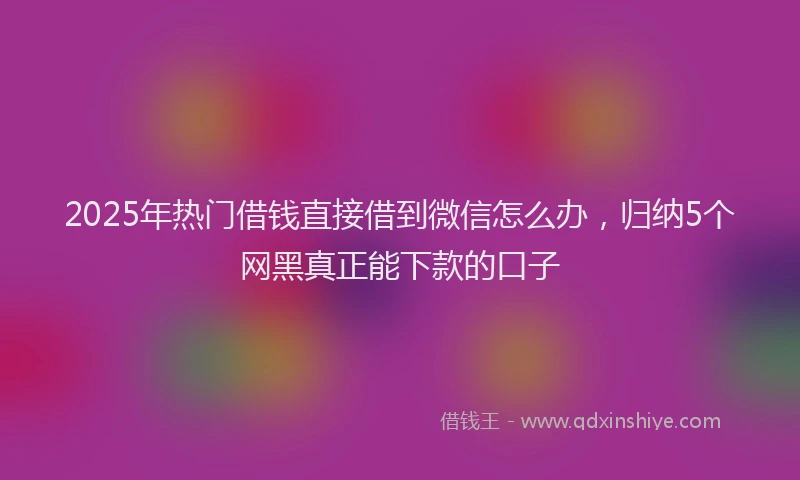 2025年热门借钱直接借到微信怎么办，归纳5个网黑真正能下款的口子