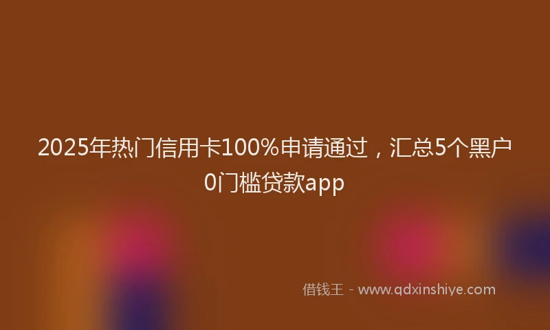 2025年热门信用卡100%申请通过，汇总5个黑户0门槛贷款app
