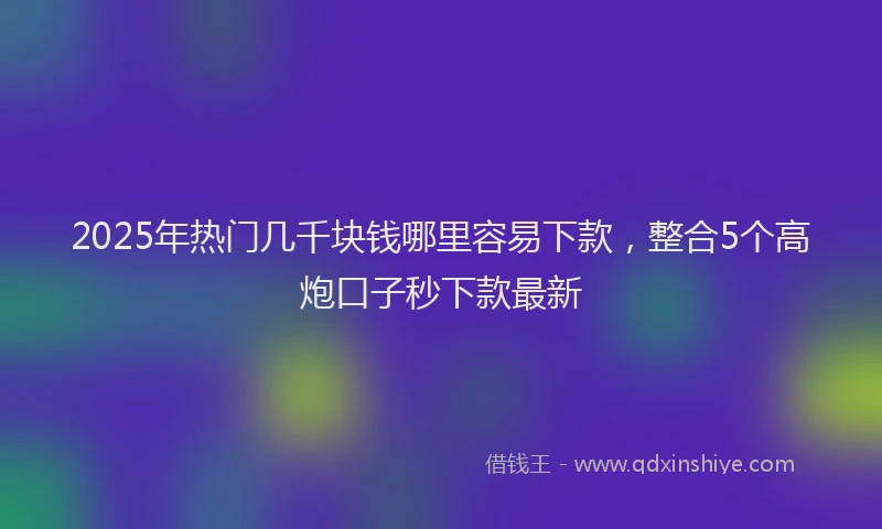2025年热门几千块钱哪里容易下款，整合5个高炮口子秒下款最新