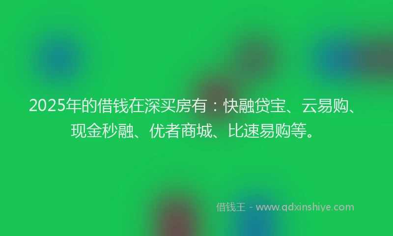 2025年的借钱在深买房有：快融贷宝、云易购、现金秒融、优者商城、比速易购等。