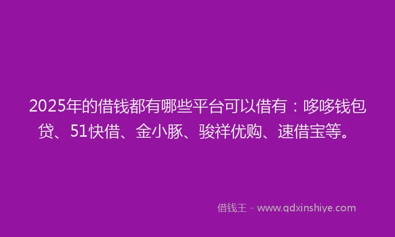 2025年的借钱都有哪些平台可以借有：哆哆钱包贷、51快借、金小豚、骏祥优购、速借宝等。
