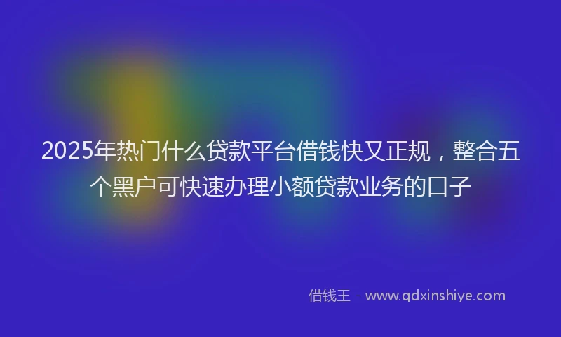 2025年热门什么贷款平台借钱快又正规，整合五个黑户可快速办理小额贷款业务的口子