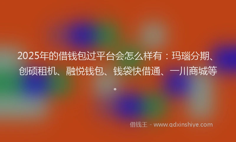 2025年的借钱包过平台会怎么样有：玛瑙分期、创硕租机、融悦钱包、钱袋快借通、一川商城等。