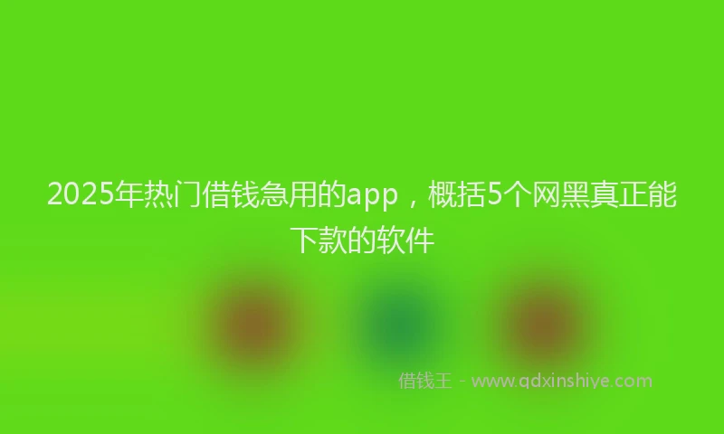 2025年热门借钱急用的app，概括5个网黑真正能下款的软件