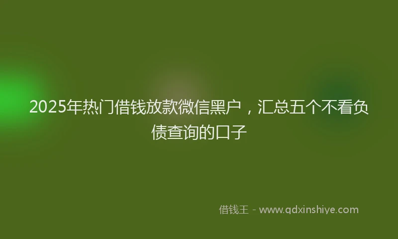 2025年热门借钱放款微信黑户，汇总五个不看负债查询的口子