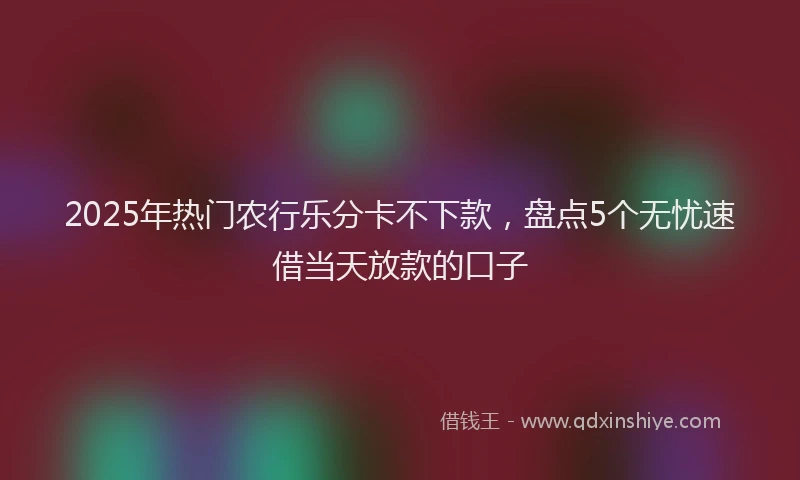 2025年热门农行乐分卡不下款，盘点5个无忧速借当天放款的口子