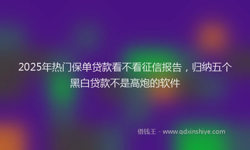 2025年热门保单贷款看不看征信报告，归纳五个黑白贷款不是高炮的软件