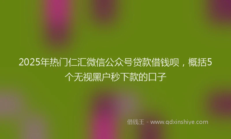2025年热门仁汇微信公众号贷款借钱呗，概括5个无视黑户秒下款的口子