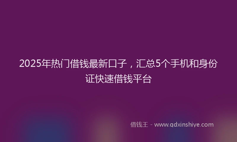 2025年热门借钱最新口子，汇总5个手机和身份证快速借钱平台