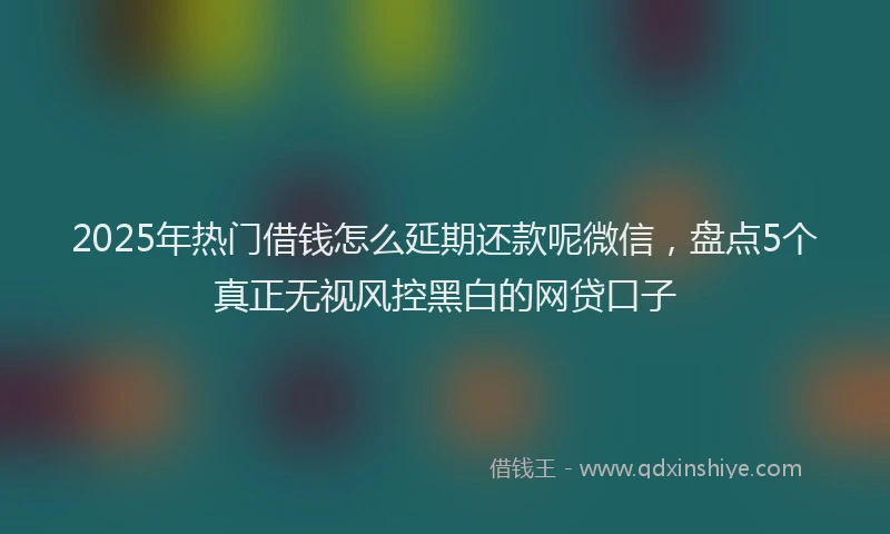 2025年热门借钱怎么延期还款呢微信，盘点5个真正无视风控黑白的网贷口子