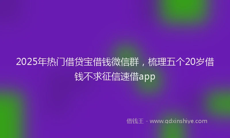 2025年热门借贷宝借钱微信群，梳理五个20岁借钱不求征信速借app