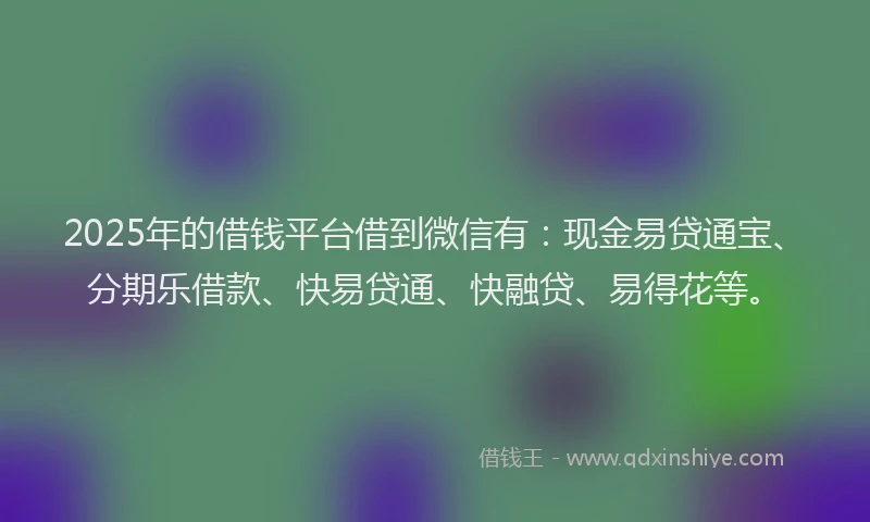 2025年的借钱平台借到微信有：现金易贷通宝、分期乐借款、快易贷通、快融贷、易得花等。