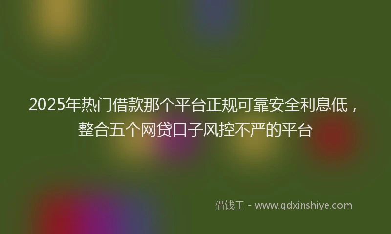 2025年热门借款那个平台正规可靠安全利息低，整合五个网贷口子风控不严的平台