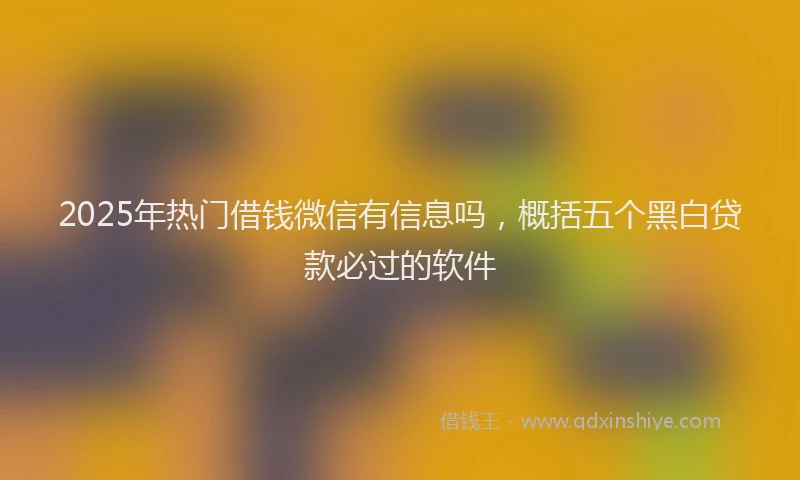 2025年热门借钱微信有信息吗，概括五个黑白贷款必过的软件