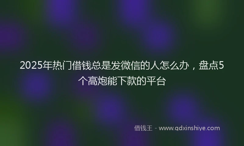 2025年热门借钱总是发微信的人怎么办，盘点5个高炮能下款的平台