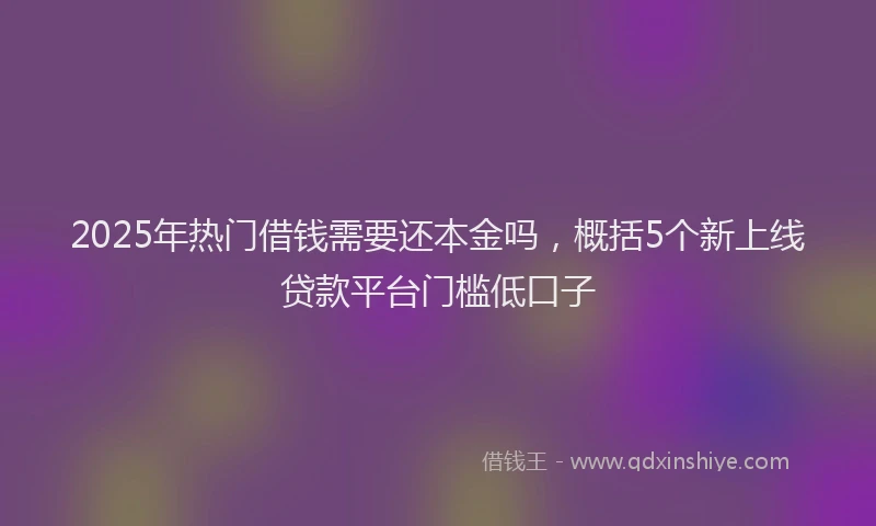 2025年热门借钱需要还本金吗，概括5个新上线贷款平台门槛低口子