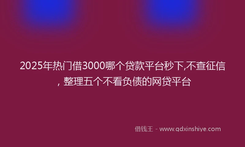 2025年热门借3000哪个贷款平台秒下,不查征信，整理五个不看负债的网贷平台
