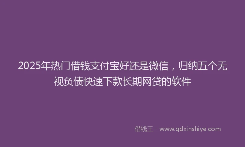 2025年热门借钱支付宝好还是微信，归纳五个无视负债快速下款长期网贷的软件