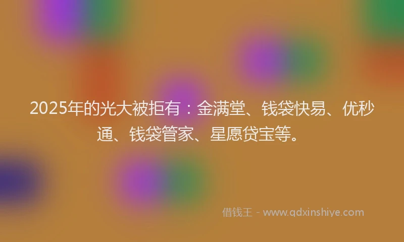 2025年的光大被拒有：金满堂、钱袋快易、优秒通、钱袋管家、星愿贷宝等。