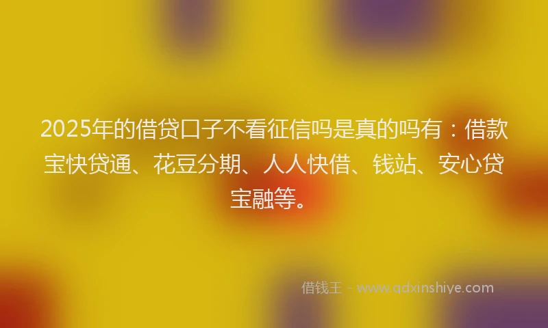 2025年的借贷口子不看征信吗是真的吗有：借款宝快贷通、花豆分期、人人快借、钱站、安心贷宝融等。