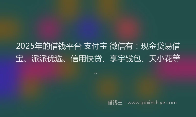 2025年的借钱平台 支付宝 微信有：现金贷易借宝、派派优选、信用快贷、享宇钱包、天小花等。