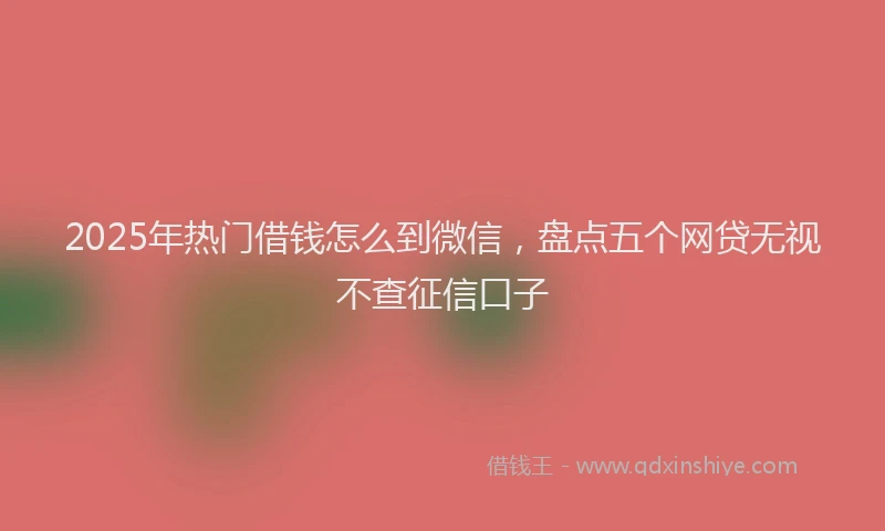 2025年热门借钱怎么到微信，盘点五个网贷无视不查征信口子
