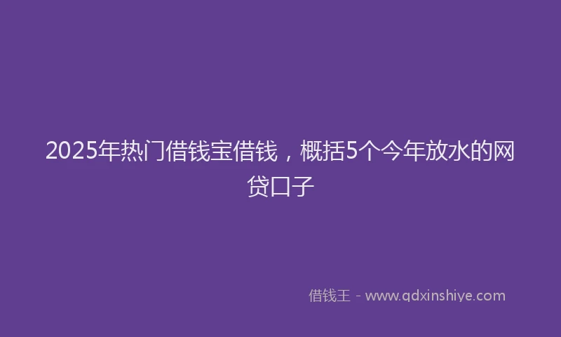 2025年热门借钱宝借钱，概括5个今年放水的网贷口子