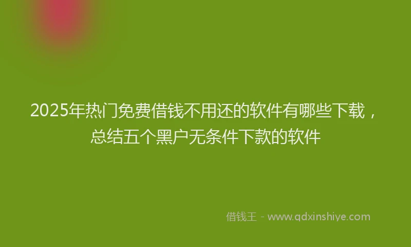 2025年热门免费借钱不用还的软件有哪些下载，总结五个黑户无条件下款的软件
