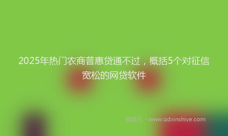 2025年热门农商普惠贷通不过，概括5个对征信宽松的网贷软件