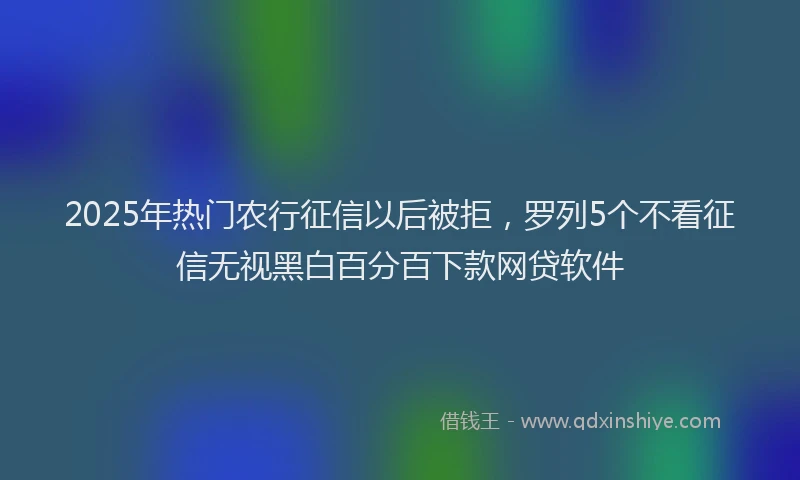 2025年热门农行征信以后被拒，罗列5个不看征信无视黑白百分百下款网贷软件